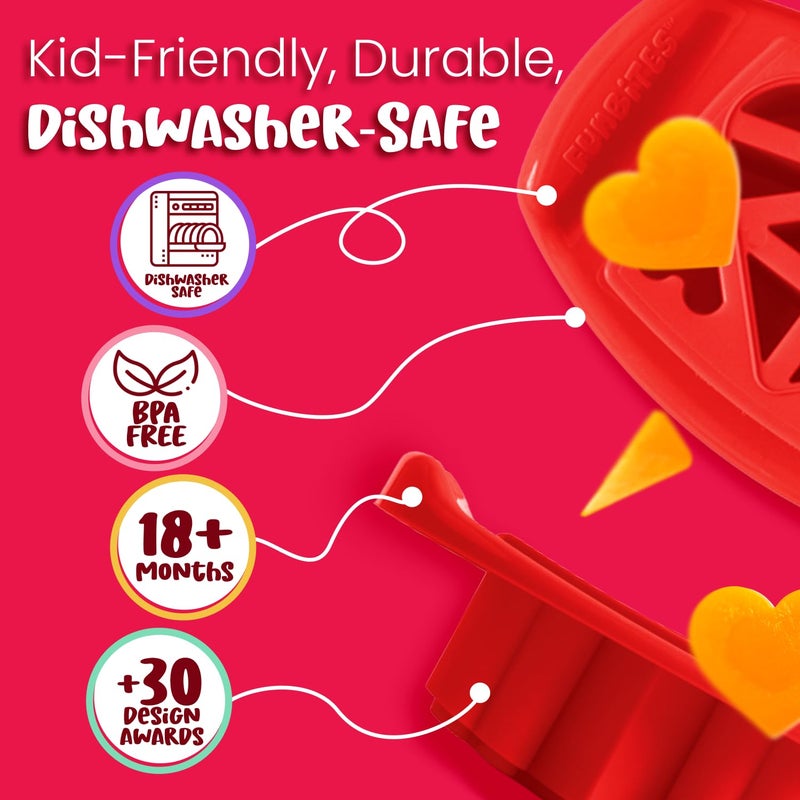 FUNBITES Sandwich Cutter for Kids Lunch, Mini Cookie Cutters, Bento Box Accessories, Cuts Food into Bite-Size Shapes for Toddler Lunch, Great for picky eaters - Red Hearts 1pk - Image 3